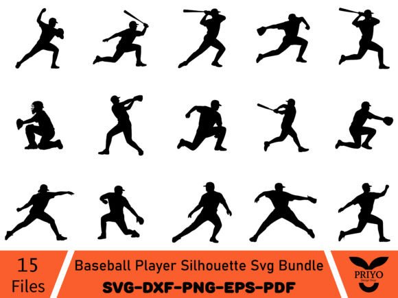 Baseball Player Silhouette SVG Bundle