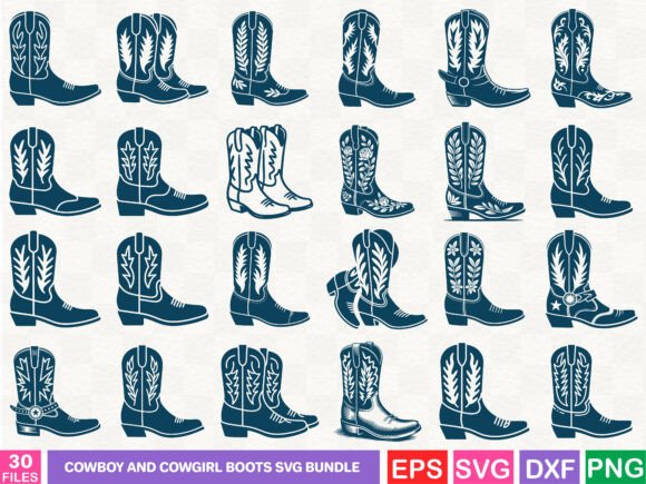 Cowboy and Cowgirl Boots SVG Bundle