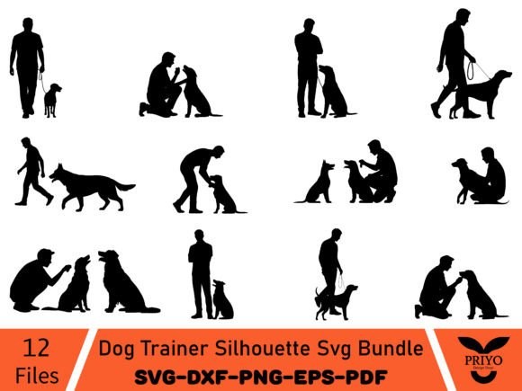 Dog Trainer Silhouette SVG Bundle