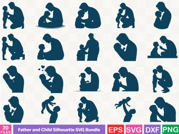 Father and Child Silhouette SVG Bundle