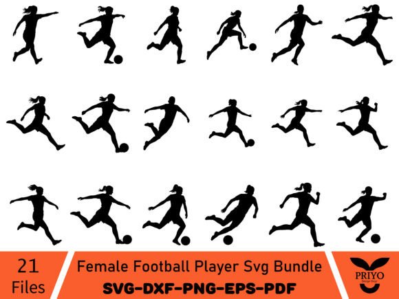 Female Football Player SVG Bundle