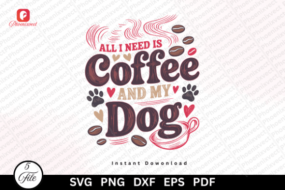 Funny Coffee Lover Dog Mom SVG PNG