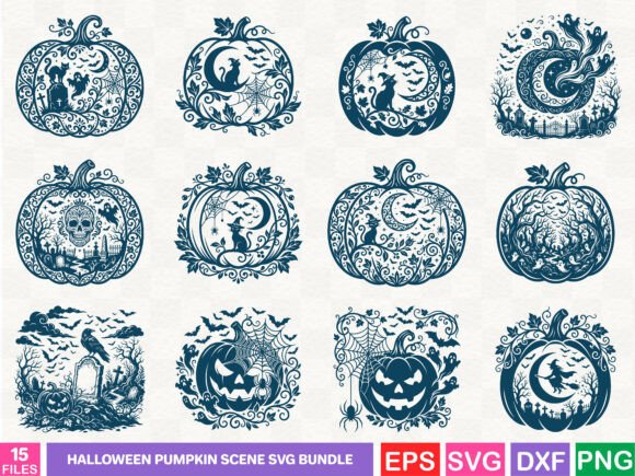 Halloween Pumpkin Scene SVG Bundle