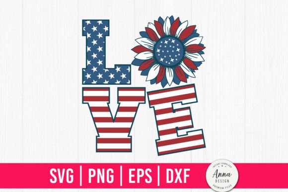 Love USA Sunflower Flag SVG