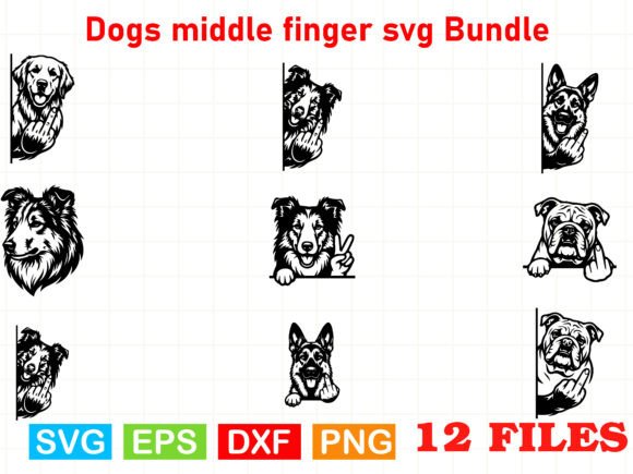 Peeking Dogs Middle Finger Dog SVG Bundle