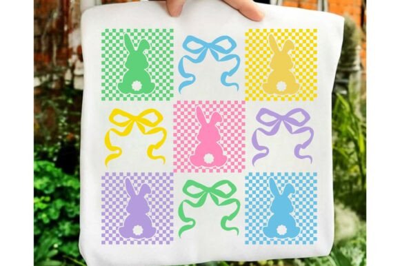 Retro Checkered Easter Bunny PNG, SVG