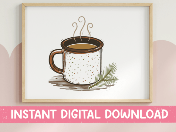 Steaming Camp Mug with Pine Branch