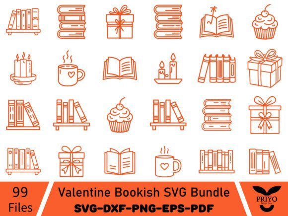 Valentine Bookish SVG Bundle, Bookish