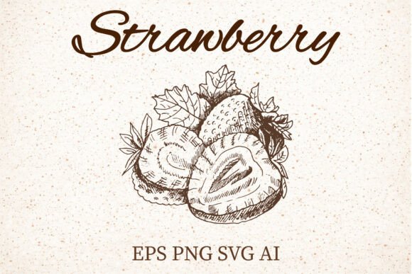 Vintage Strawberry Slice Clipart PNG SVG